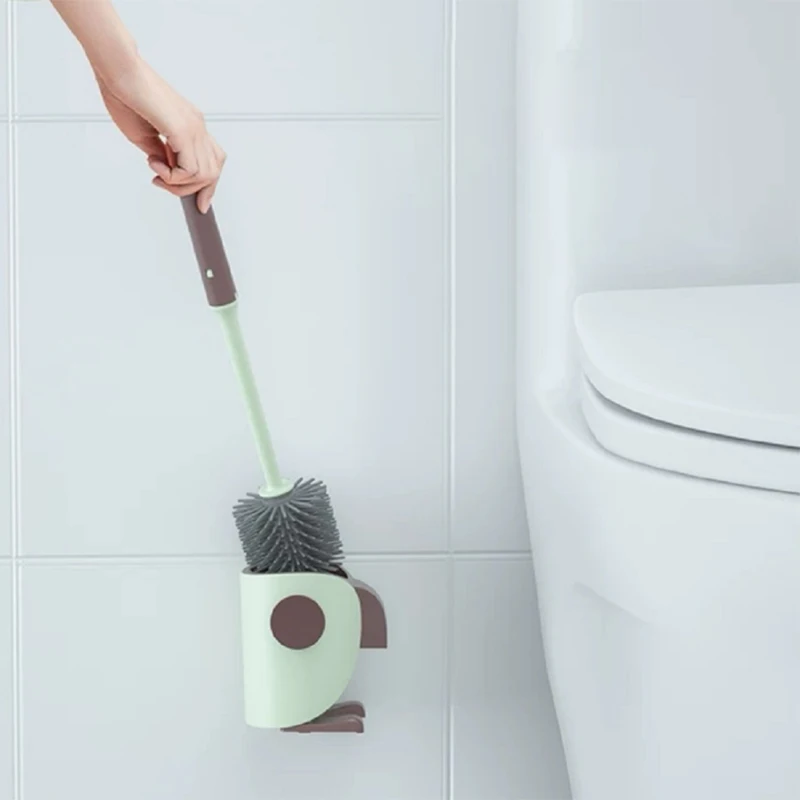 Toilet Brush And Holder Set,Bathroom Toilet Cleaning Brush With Soft Silicone,Standing & Wall-Mounted Floor Brush