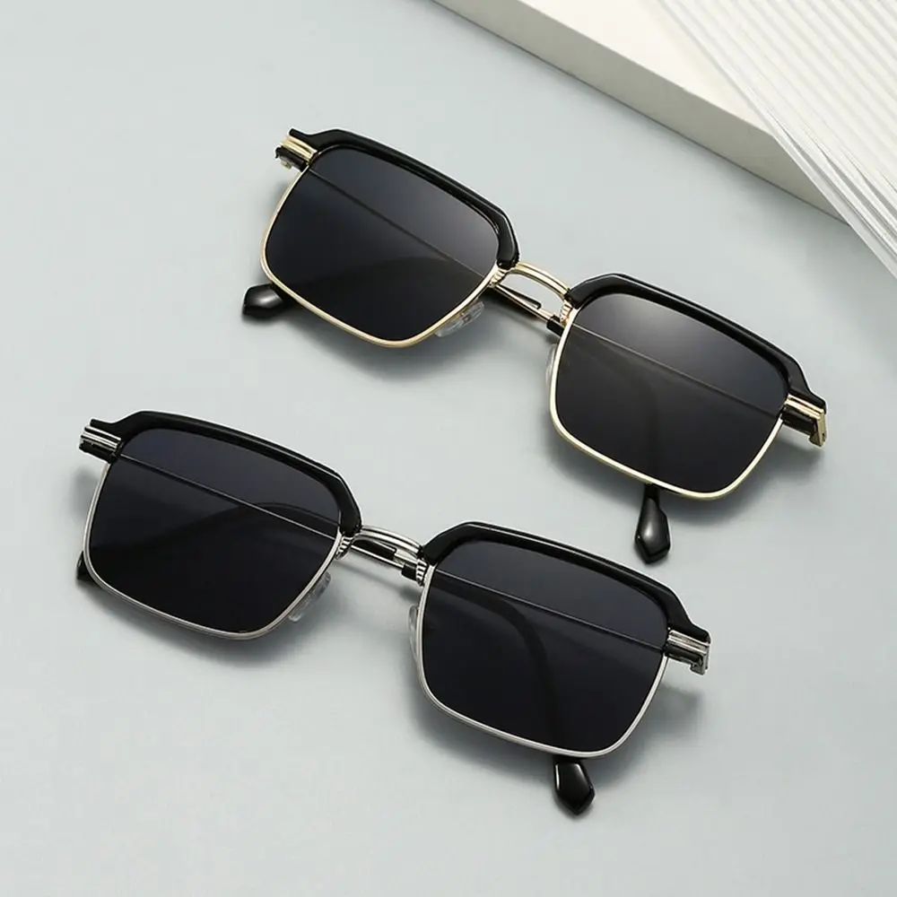 

Spring Hinges Sunglasses Metal Frame UV400 Protection Cycling Eyewear Casual Retro Square Frame Sun Glasses for Women Men