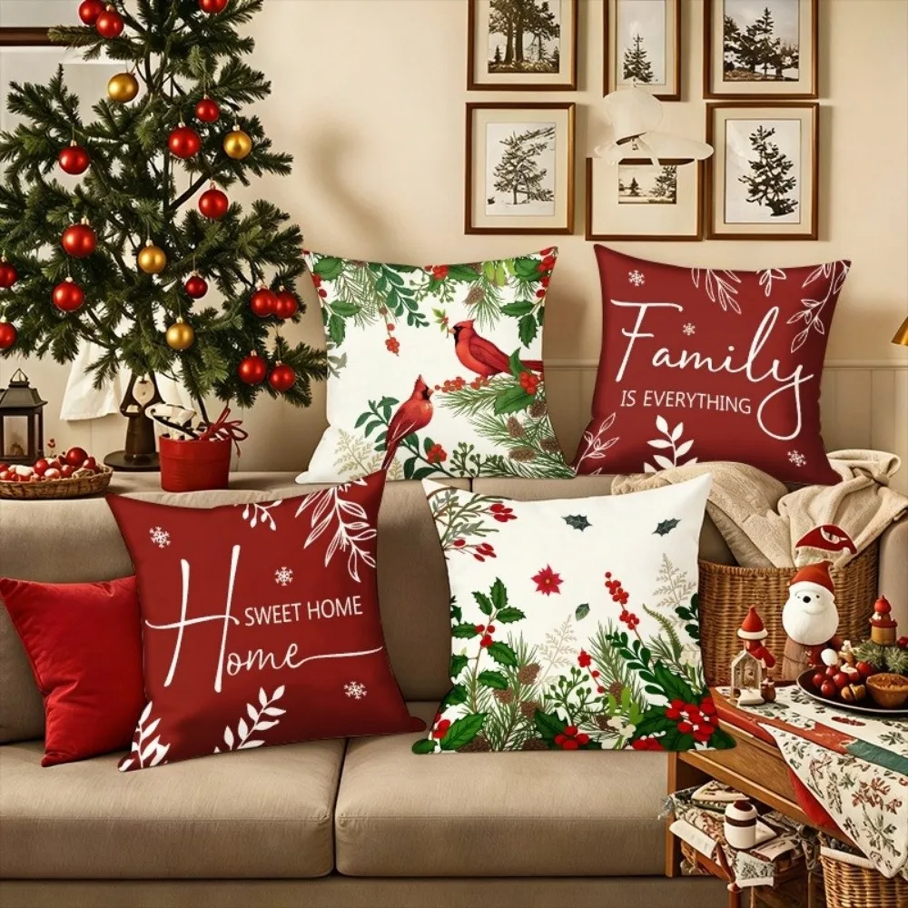Holiday Decor Soft Christmas Pillow Covers Tree Reindeer Xmas Pillowslip 2D Printed Elf Snowman Pillow Cover Sofa