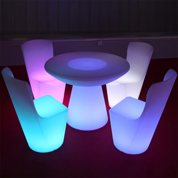 Modern mobile bar furniture set LED luminous round coffee table