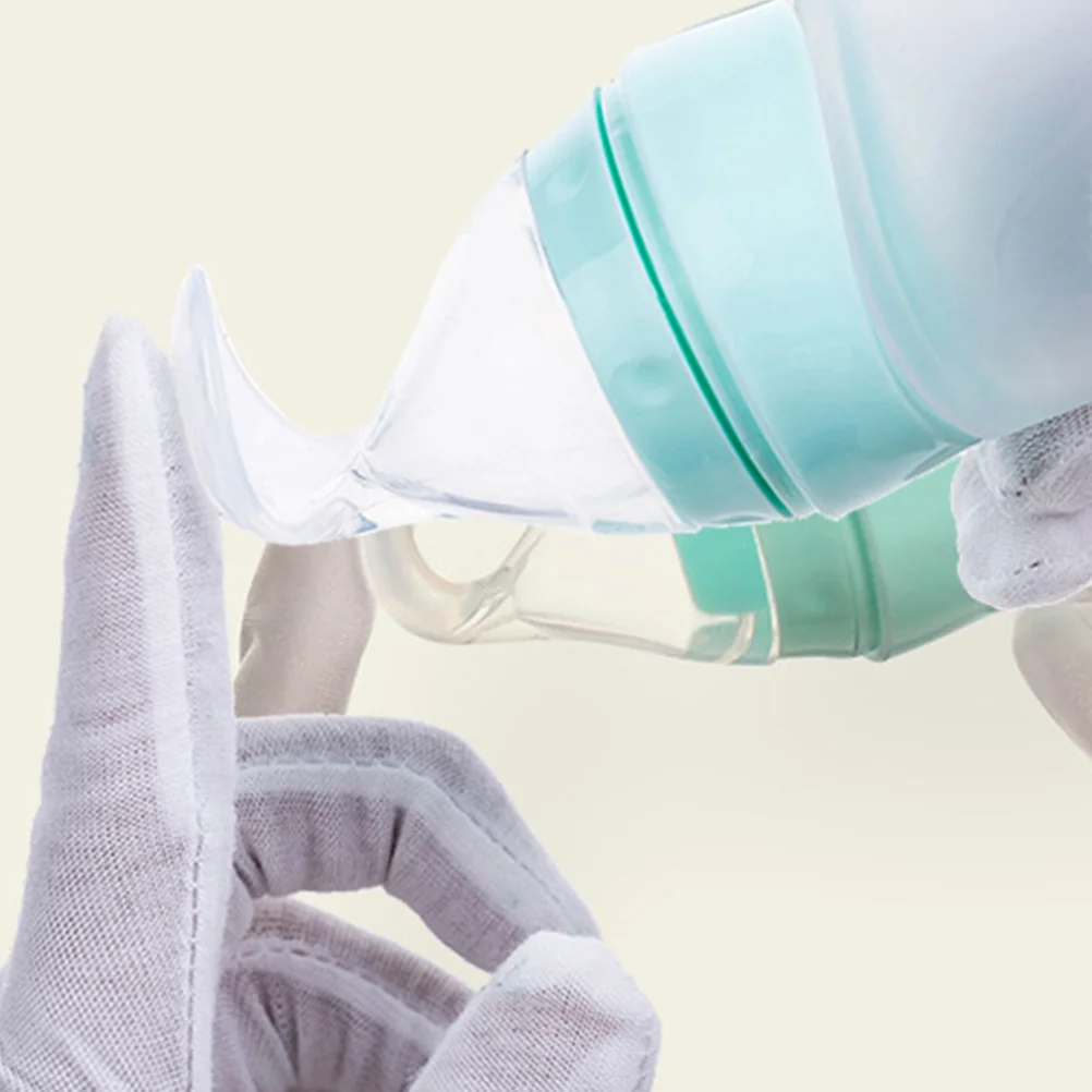 زجاجات تغذية الرضع، عصارة سيليكون، مادة من الدرجة الأولى، آمنة ومتينة وسهلة التغذية، الحبوب النقية، مكمل غذائي للأطفال باللون الأخضر