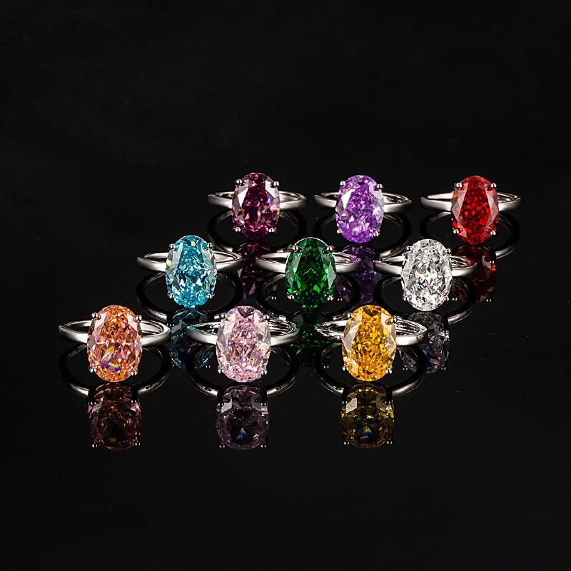 Anillo solitario de piedra natal de Topacio azul cielo, peridoto, amatista, citrino, granate Natural de 1,45 quilates, Plata de Ley 925, regalo diario para mujer