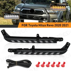 1 Set For Toyota Hilux Revo 2020 2021 Car LED Daytime Running Light DRL Yellow White Headlight Turn Signal Lamp 12V Accessories