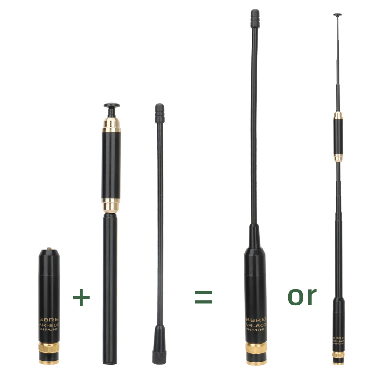 ABBREE AR-800 BNC Antenna VHF/UHF Dual Band High Gain Long Range Telescopic Antenna For WOUXUN TYT BAOFENG YAESU Wa