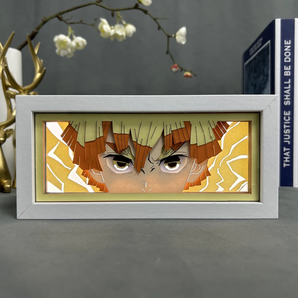 Boîte à lumière Kimetsu No Yaiba pour la décoration de la maison, papier manga, lampe de table Carimplantée, boîte à lumière Anime, visage Zenitsu