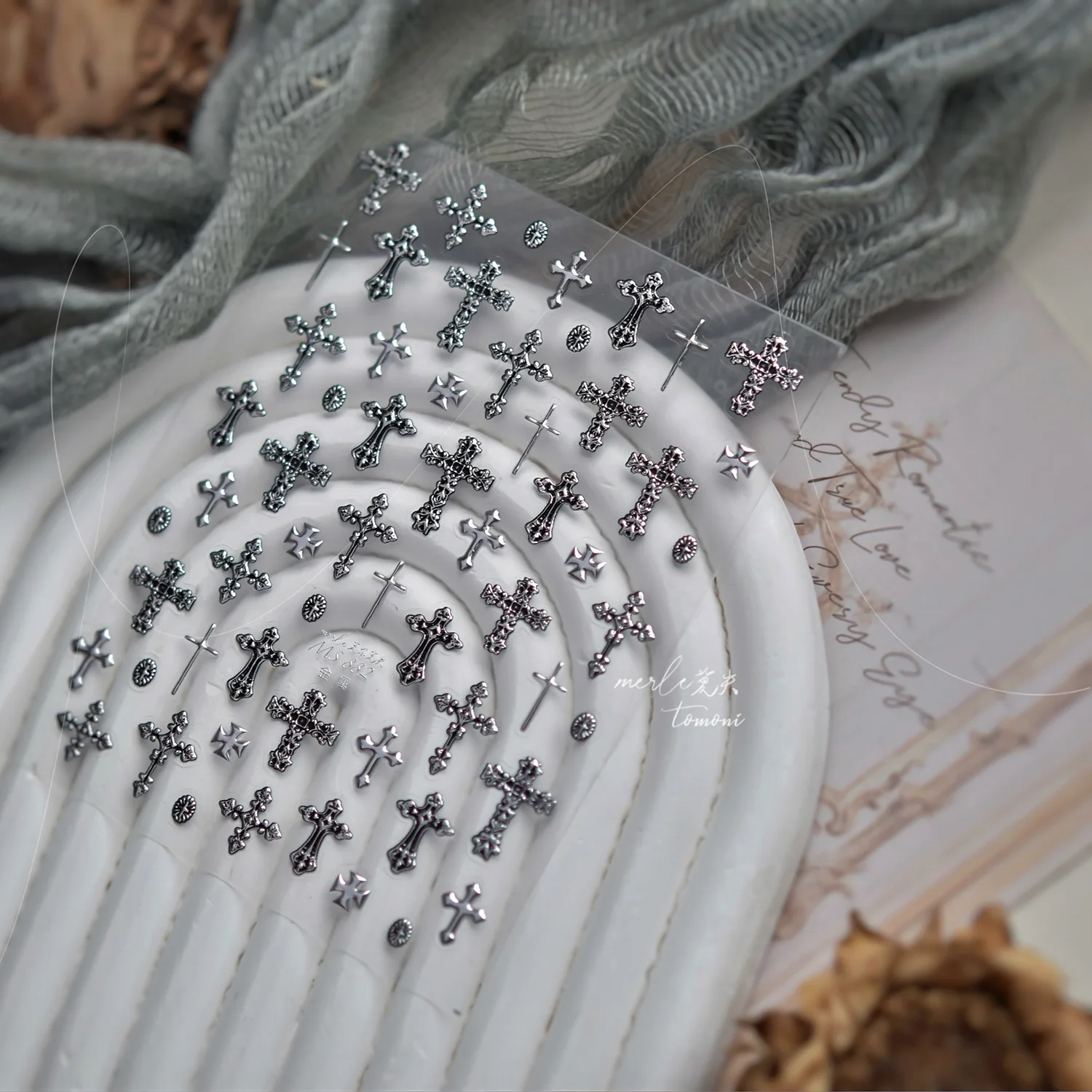 الرجعية الصليب مسمار الفن الملحقات ملصقات الذهب والفضة البرنز متعدد Stely الصليب ملصقات الأظافر DIY عودة لاصق مانيكير الشارات