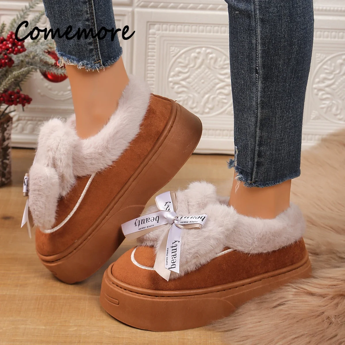 Big Cotton Shoes Lady Lovely Thick Bottom A Pair of Short Boots Plus Velvet Thicken Warm Snowshoes Winter New Style