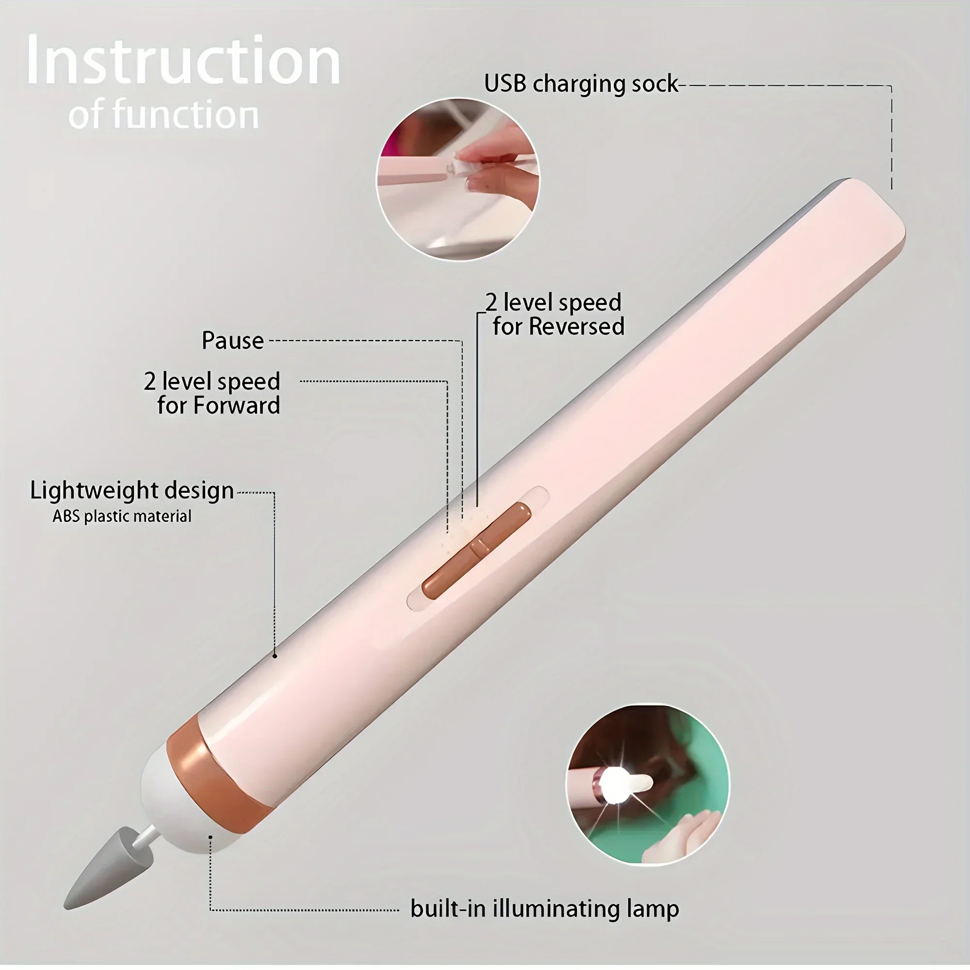 เครื่องเจาะเล็บไฟฟ้า15 in 1พร้อมเครื่องมือปากกาศิลปะตกแต่งเล็บไฟฟ้าขนาดเล็กแบบพกพา