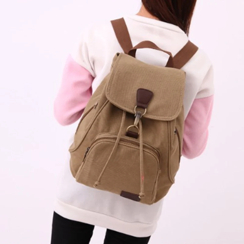 New Vintage Canvas Backpack Travelling Solid Color Durable Computer Backpack Outdoor Rucksack Fashion School Backpack