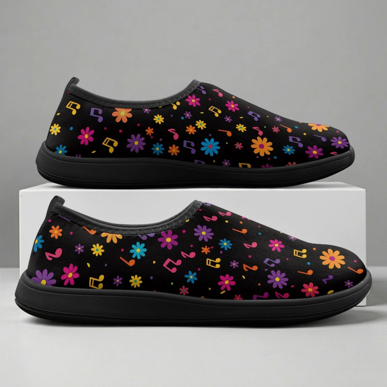 PENSTROLL Music Flowers Breathable Casual Flats Running Sneakers for Men Wide Toe Box Mens Walking Shoes Fashion 2026
