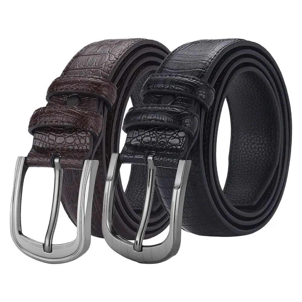 Fashion Alligator Pattern PU Leather Belt Trendy Brand Luxury Design Waist Strap Casual Versatile Alloy Pin Buckle Waistband