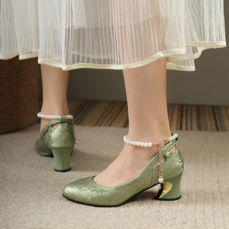 2025 جديد القوس اللؤلؤ ماري جين منصة لوليتا الكعوب للنساء أحذية الزفاف مكتنزة مقاوم للماء منتصف كعب حذا فردي للسيدات #2