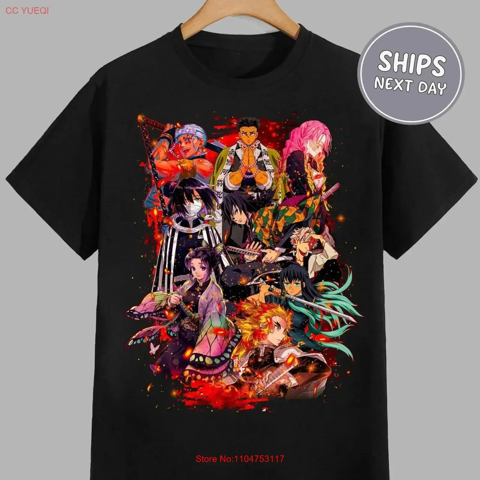 Camiseta de Anime Demon Slayer, Estilo Vintage, Ligeramente Suave, Diseño Gráfico Elástico y Cómodo para Hombre