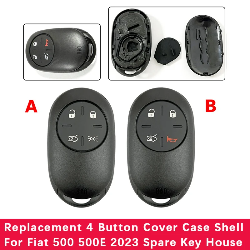 

CS017025 Сменный 4-кнопочный чехол для запасного ключа для Fiat 500 500E 500 X Topolino, электрическая замена