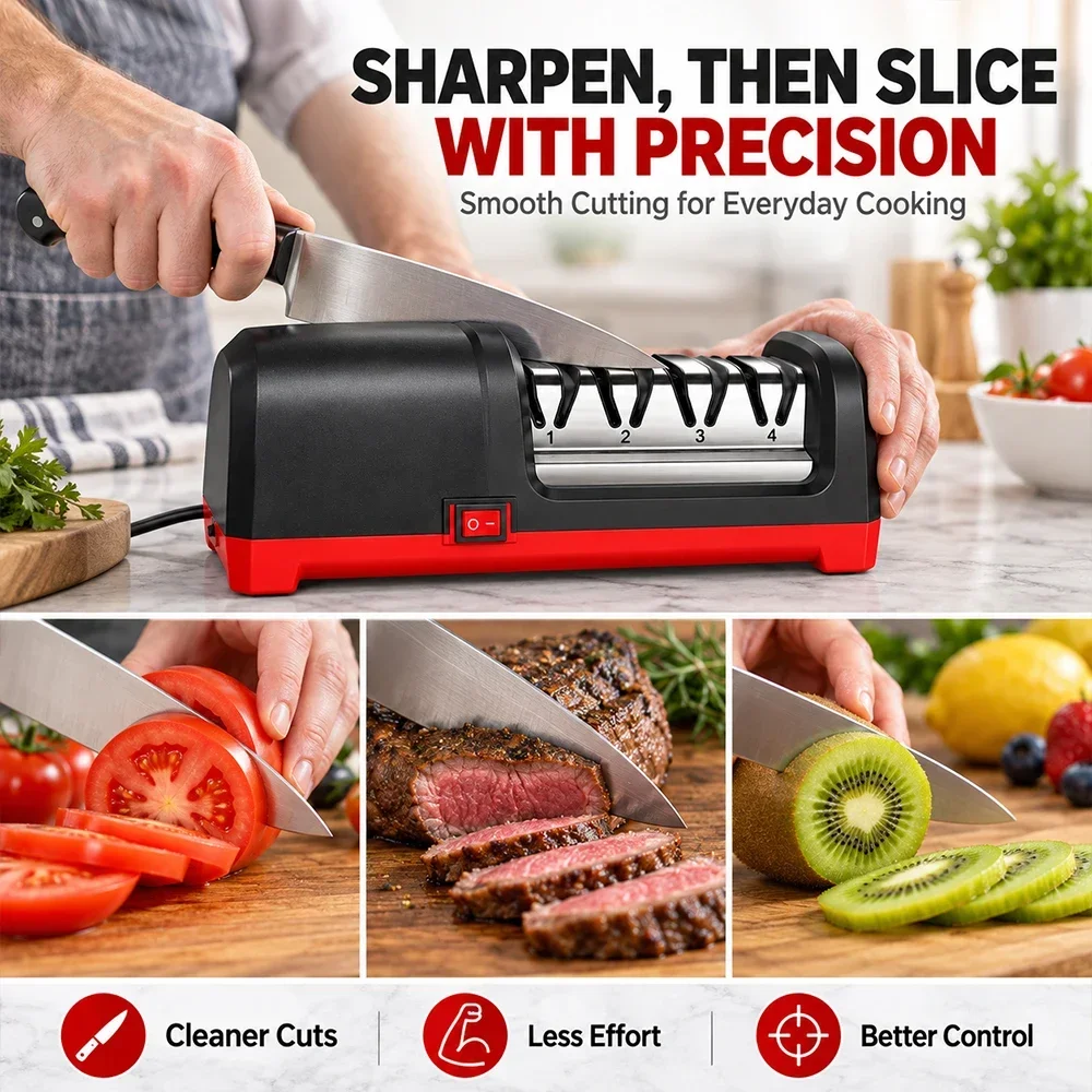 SIHAO Electric Knife Sharpener New Upgrade Sharpening System Fast Safe Professional for Kitchen Chef Knives