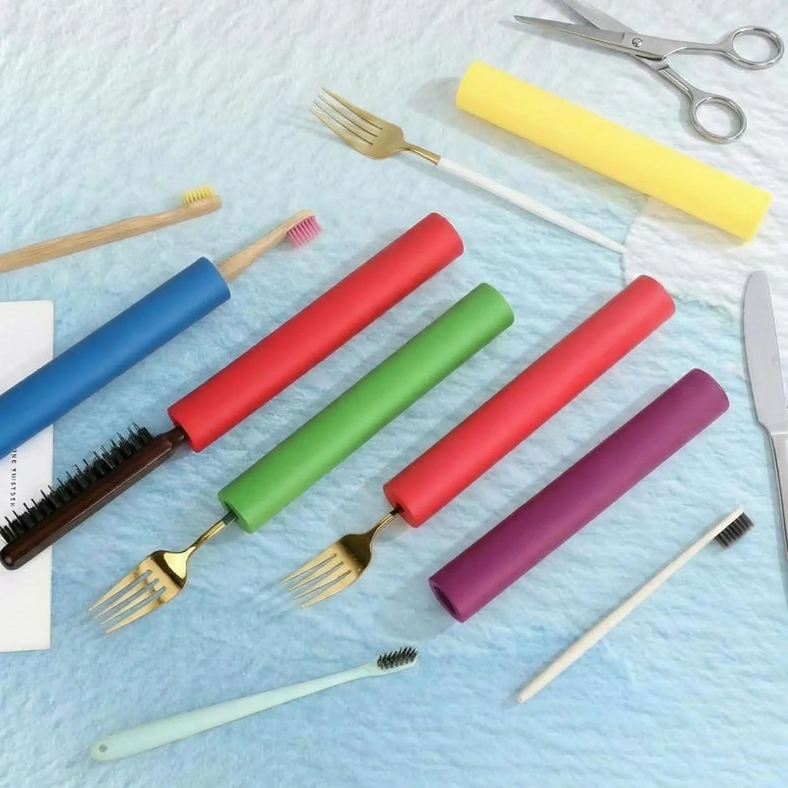 24 Pieces Foam Grip Tubing Built up Multipurpose 6 Colors Adaptive for Utensils Flatware Silverware for Elderly,