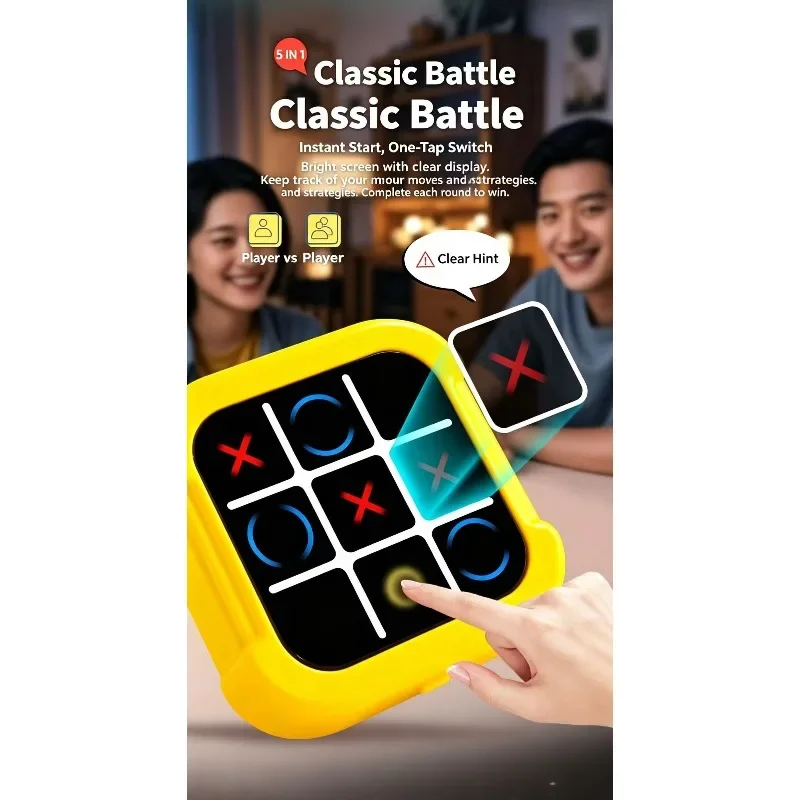 Portable Tic Tac Toe Game Console - Handheld Electronic Puzzle for All Ages, Travel Toys with Memory Training & Montessori Gifts
