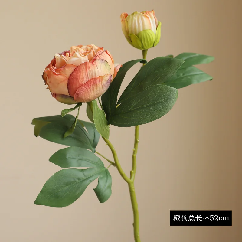 51cm Large Silk Peony Artificial Flowers Burnt Edges Simulation Peony Rose Fake Flowers Bouquet Wedding Party Home Decoration