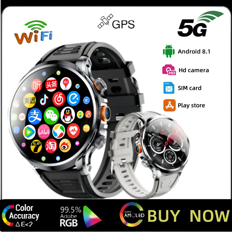 

2025 Smartwatch for Men: 1.95" Large HD Display, 8GB+128GB, 4G LTE/WiFi Call, Google Play, GPS, SIM Card Support