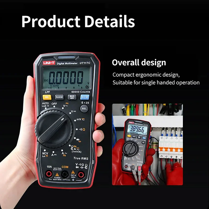 UNI T UT117C Professional Digital Multimeters AC DC Voltmeter Ammeter Electrician Tester True RMS Frequency Meter High-precision