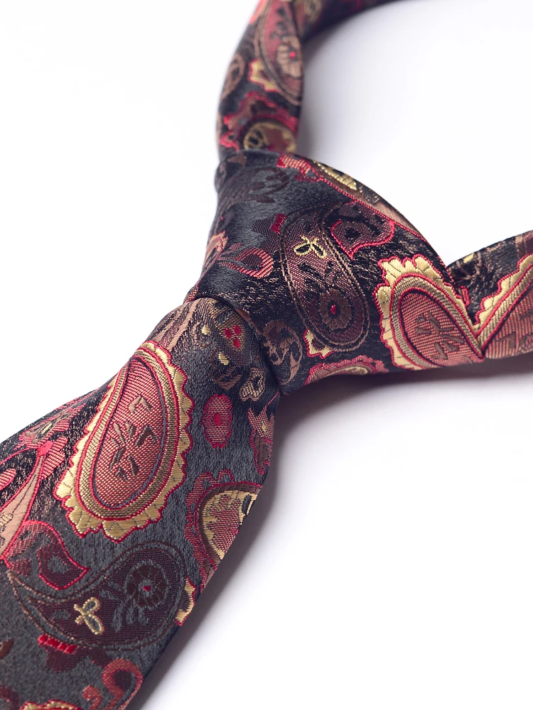 High Quality Classical Coffee Red Pattern Tie For Men's Fashionable Business Banquet Shirt Accessories 8CM Wide Version Cravat