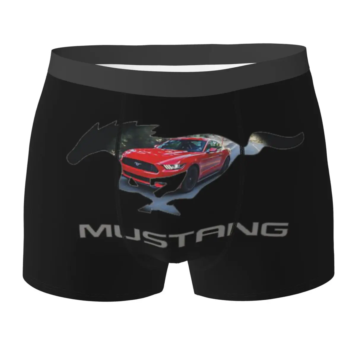 Boxer Underpants Shorts Ford Mustang GT Logo Emblem Design Panties Men Ventilate Underwear for Homme Man Boyfriend Gift