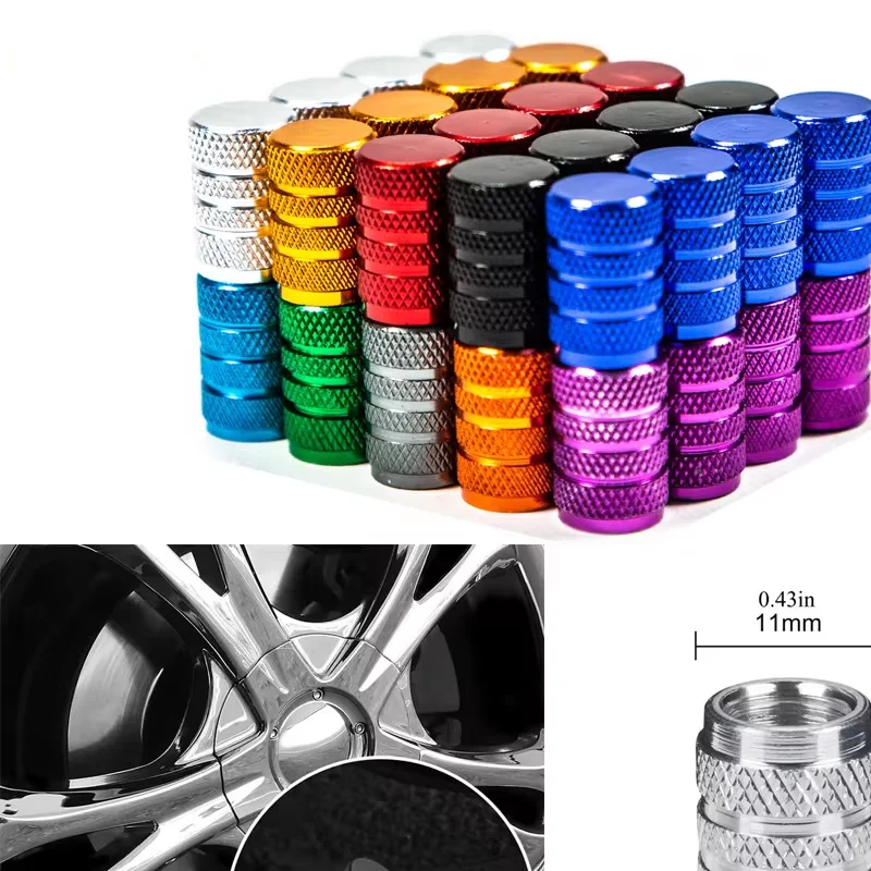 4Pcs/Lot Tire Stem Valve Caps Aluminium Car Dustproof Wheel Air Port Caps Cover