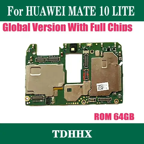 Placa base Original para HuaWei MATE 10 Lite, 64GB, desbloqueada para HuaWei MATE 10 Lite, placa lógica, sistema Android, placa de chips completa