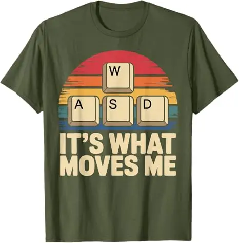 Retro WASD Gaming Keys Funny PC Gamer Design T-Shirt Y2k Video Game Lover Graphic Outfit Short Sleeve Saying Tee Novelty Gifts