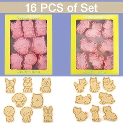 16Pcs Cat&dog Series Cookie Mold Set 3D Baking Mould Cookies Cutter Set Biscuit Baking Tool Decoration Tools DIY Baking Tools