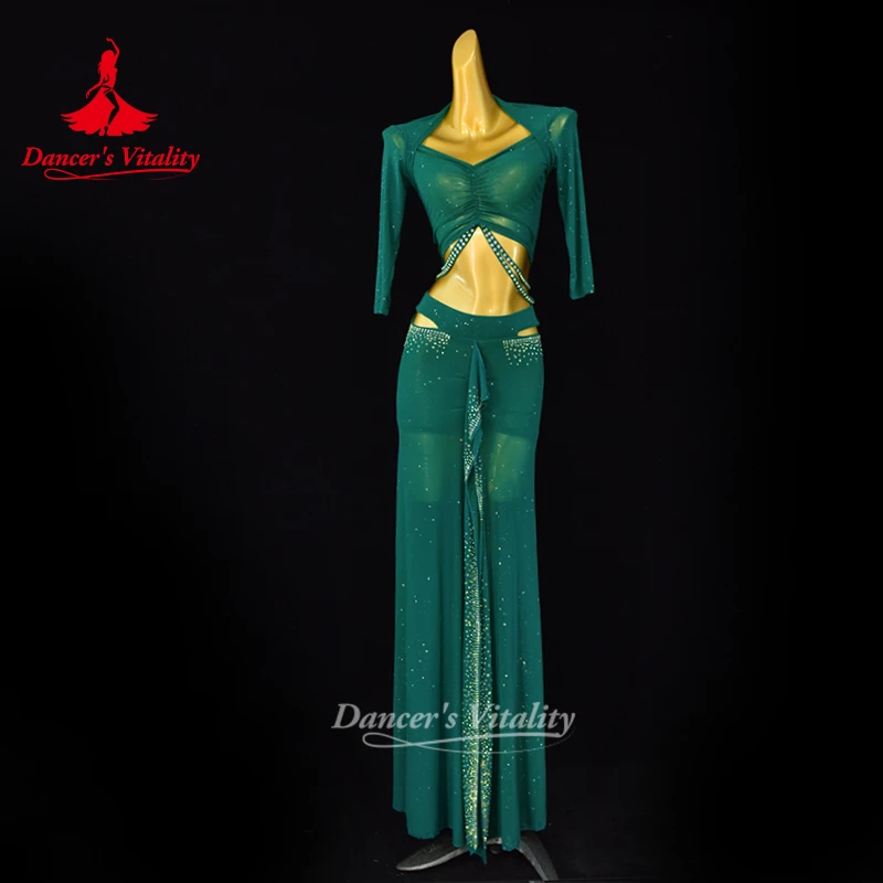 Belly Dance Performance Clothing Suit for Women Bellydance Half Sleeves Top+mesh Long Skirt 2pcs Oriental Professional Set Wear