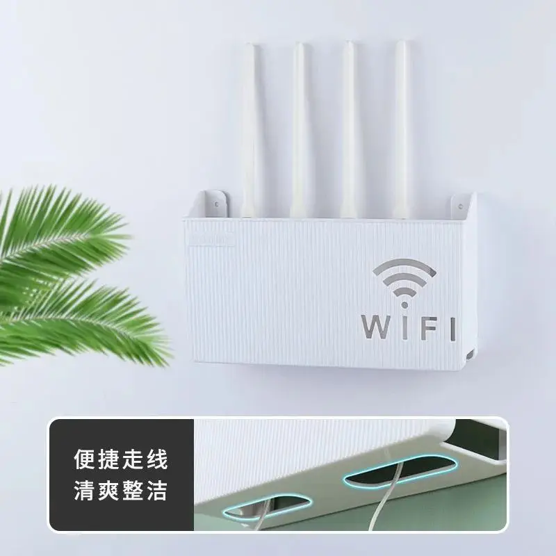 Wall-Mounted Wifi Router Storage Box Plastic Cable Management Organizer Holder For Home Living Room Bedroom Office Wall Hanging view 3