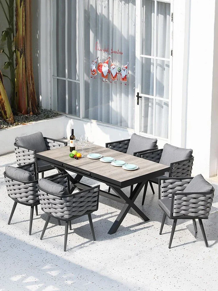 

Outdoor tables, chairs, courtyards, villas, open-air telescopic tables, Nordic outdoor leisure, simple rattan chairs