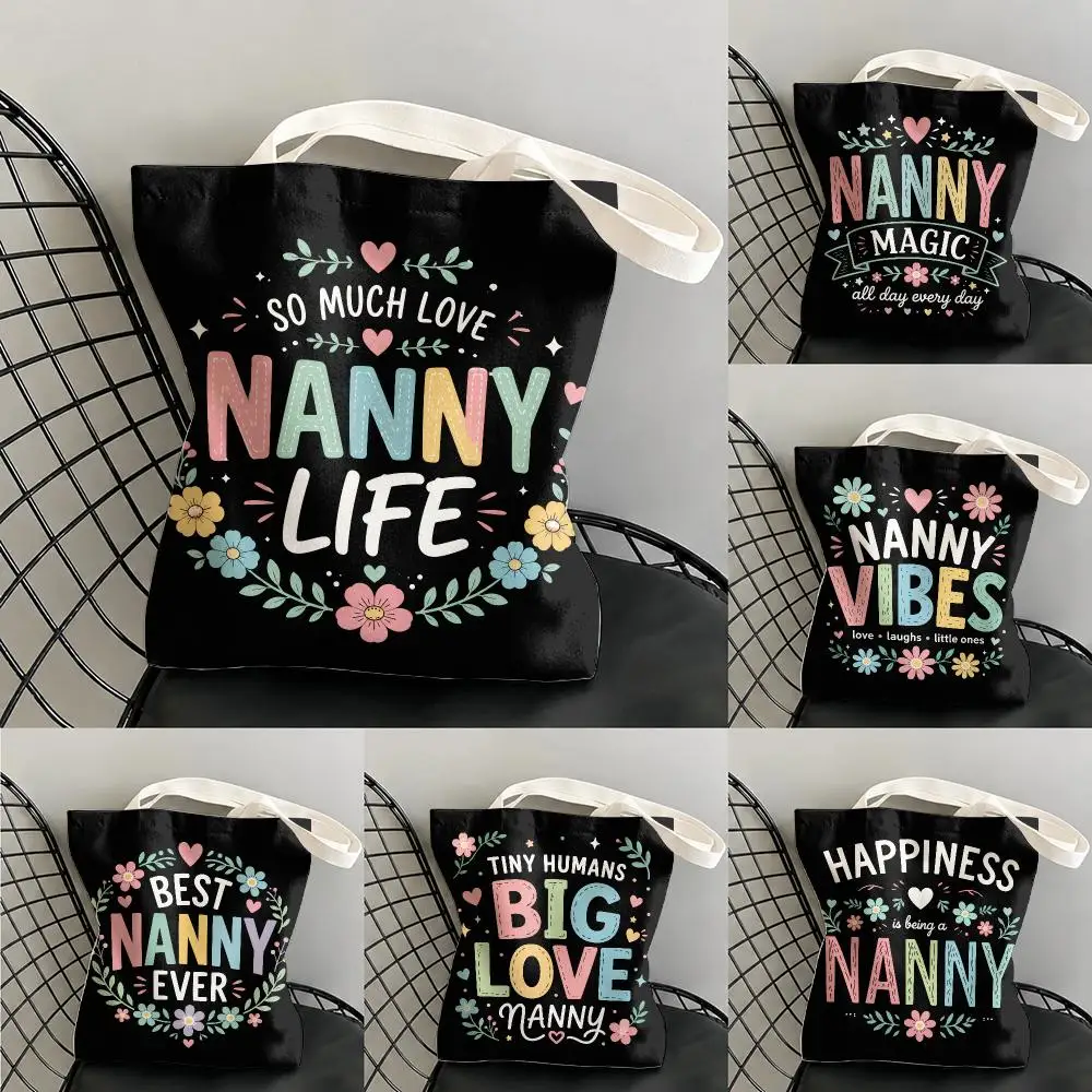 Glück ist, eine Kindermädchen zu sein. Aufbewahrungstaschen, große Canvas-Tragetasche, doppelseitig bedruckte Schulterhandtasche für den täglichen Einkauf.