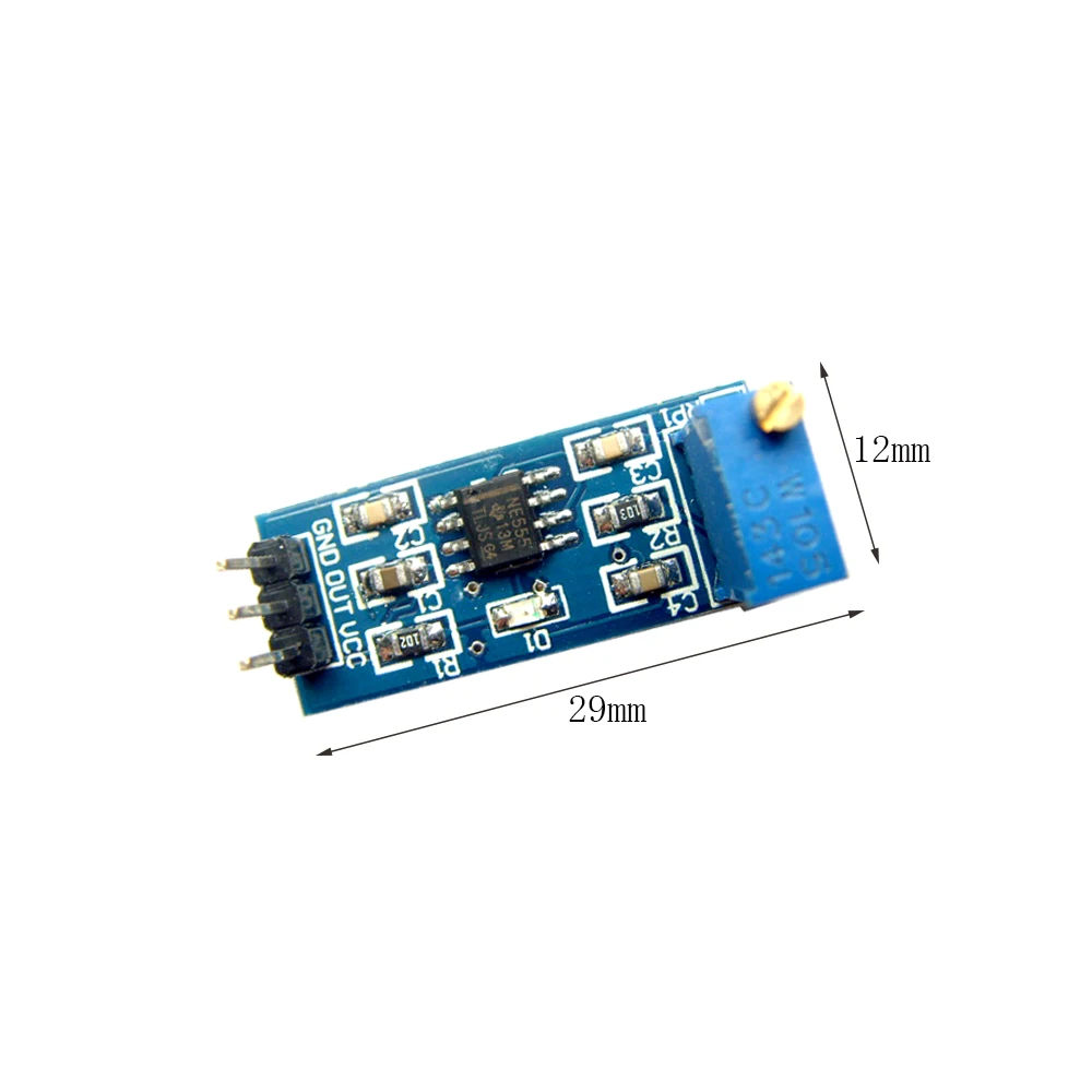 

NE555 Adjustable Resistance Frequency Pulse Generator Module DC5-12V Single Channel Small Signal Generator Board for Arduino