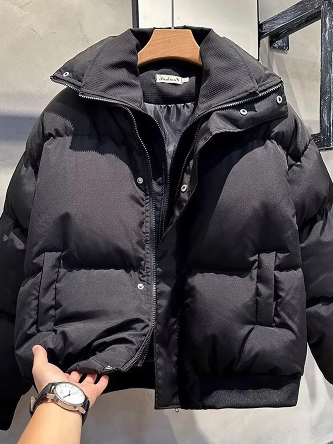 

Мужская зимняя утепленная куртка из хлопка с двойным воротником, пуховик, верхняя одежда Cleanfit, молодежный стиль