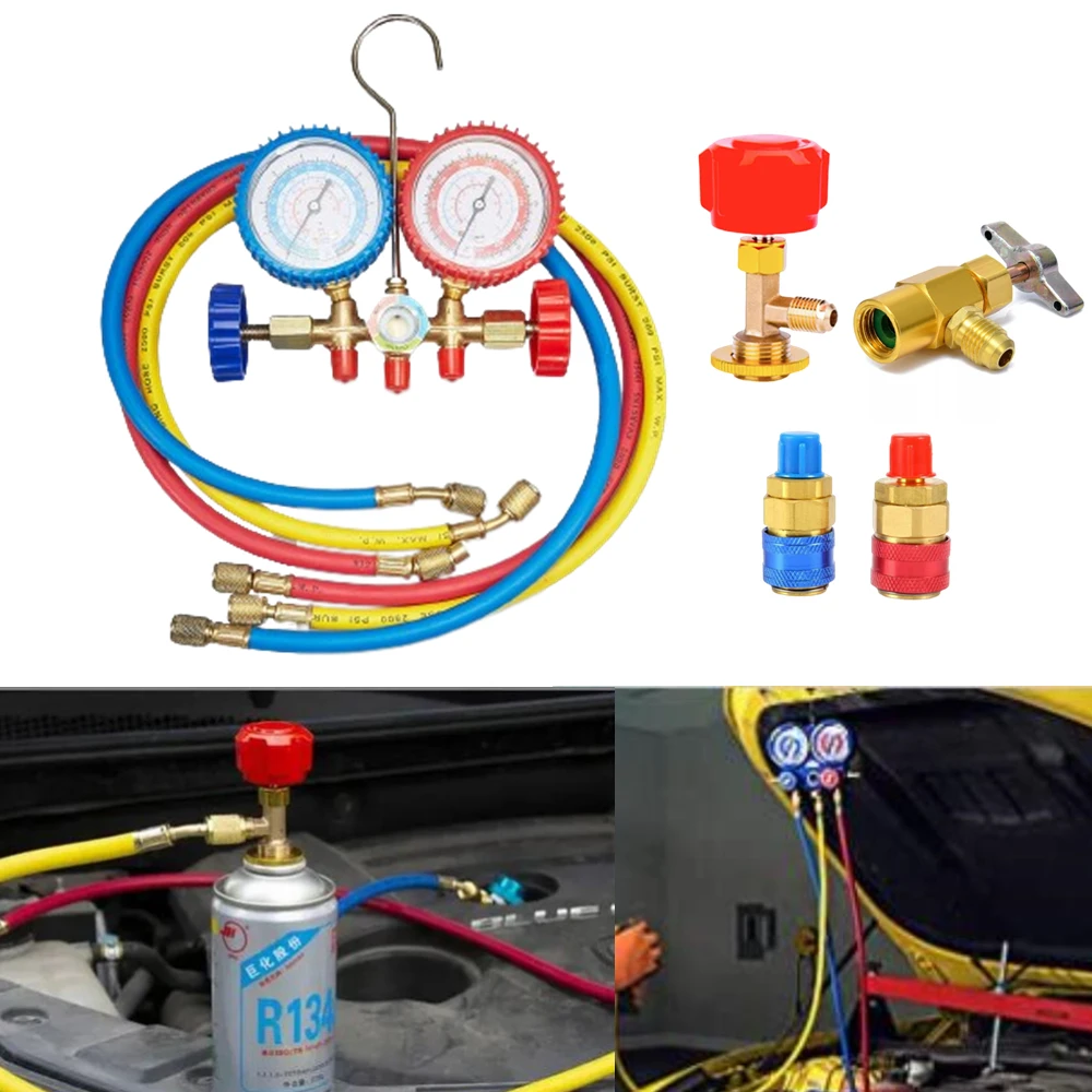 Refrigerant Hose Valve High Pressure Hose a/c Charging Adapter Freon Pressure Gauge Refrigerant Gas r134a Freon Filling Hose Set