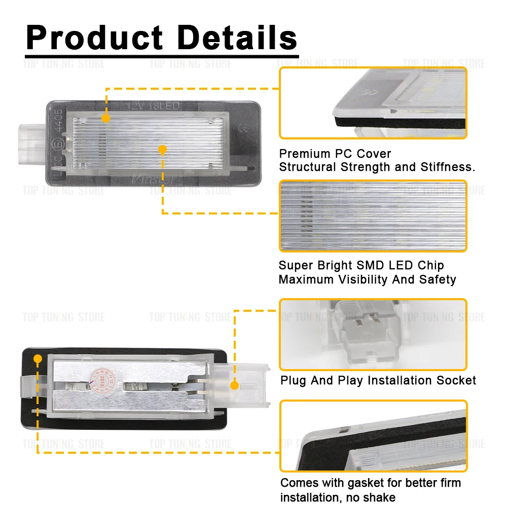 2Pcs LED Number Plate Light For Renault Scenic 2 3 2004-2016 Espace Captur For Dacia Duster Logan License Lamp 8200013577