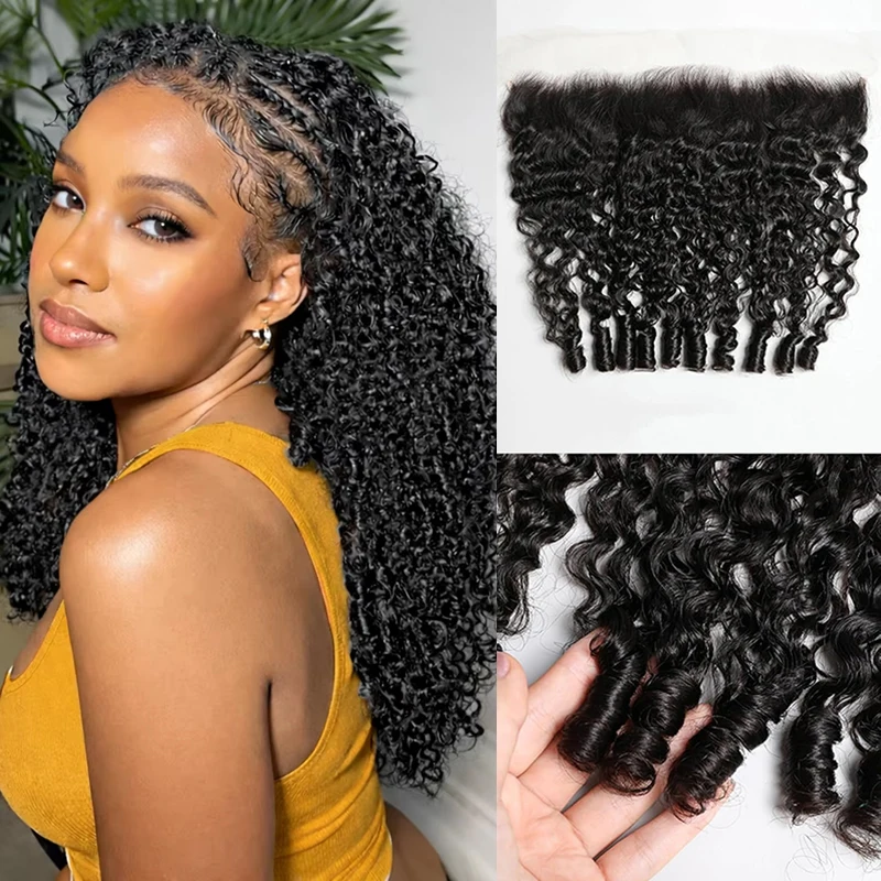 Burmese Curly 13X4 Lace Frontal Brazilian Virgin Human Hair Preplucked 4x4 Transparent Lace Closure Human Hair For Women
