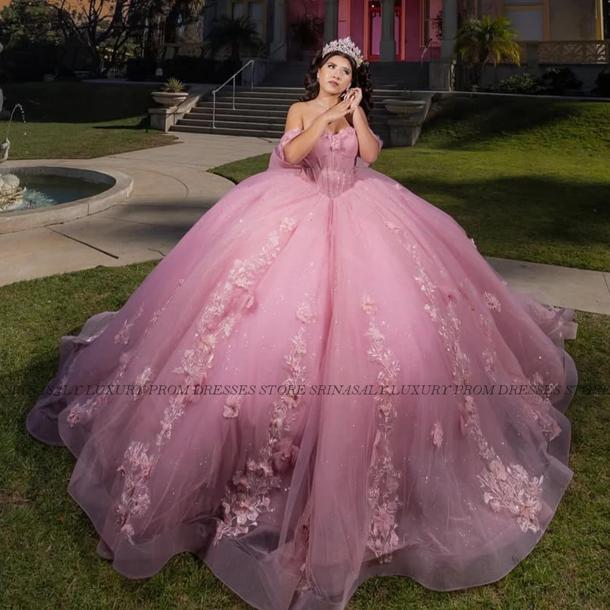 

Customized Applique Quinceanera Dress Ball Gown Lace 3D Flowers Beads Tiered Corset Sweet 16 Formal 2025 Vestidos De 15 Años