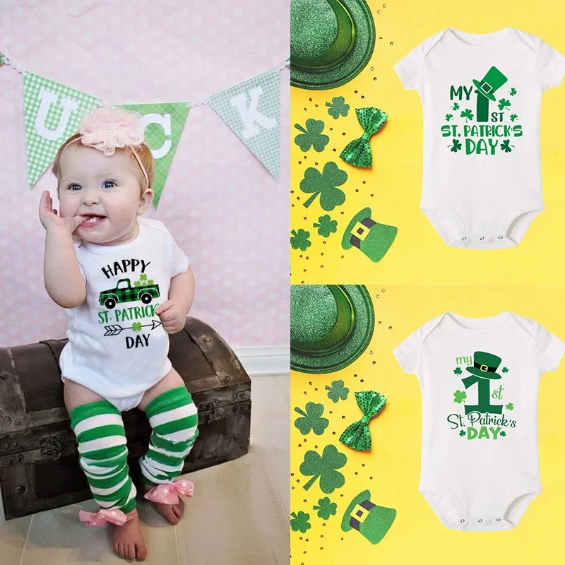 Happy St Patricks Day Cute Baby Bodromper Boys Girls 1st St. Patricks Day Jumpsuit One-Pieces Lucky St Patrick's Baby Clothes