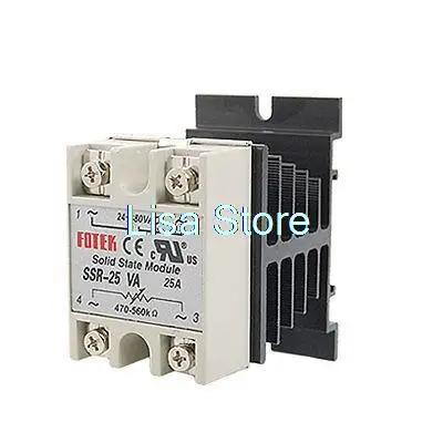 25A AC 24-380V Solid State Relay Voltage Resistance Regulator w Heat Sink Somfj