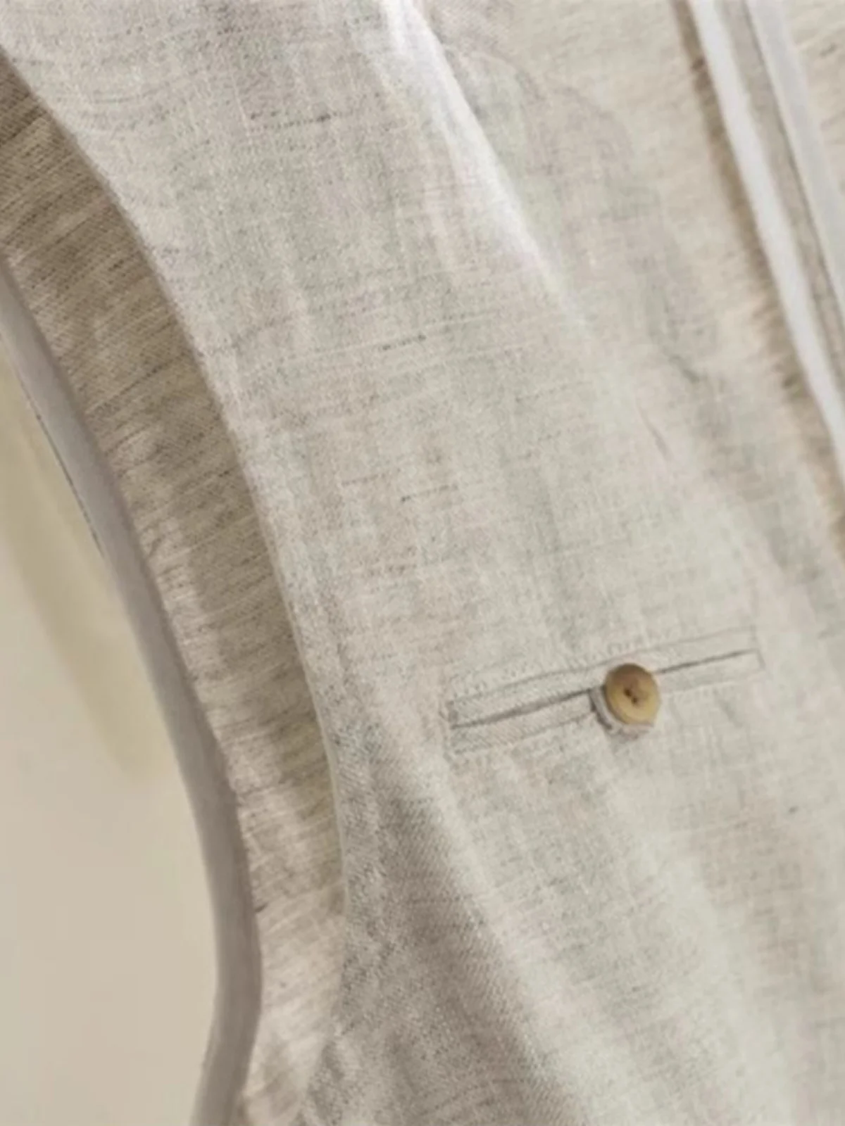 Gilet de costume en lin rétro pour femmes, mince et décontracté, avec épaulettes en v, en coton et lin, haut de transport, bouton unique, été