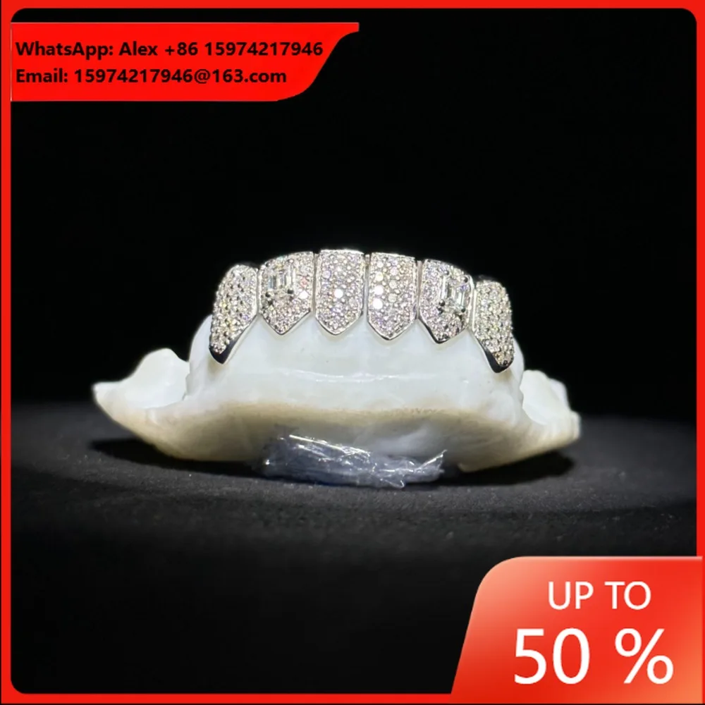 Factory Direct Sales GRILLZ Hip-hop Braces European And American Cross-border Hot-selling Grills Honeycomb Inlaid Moissanite