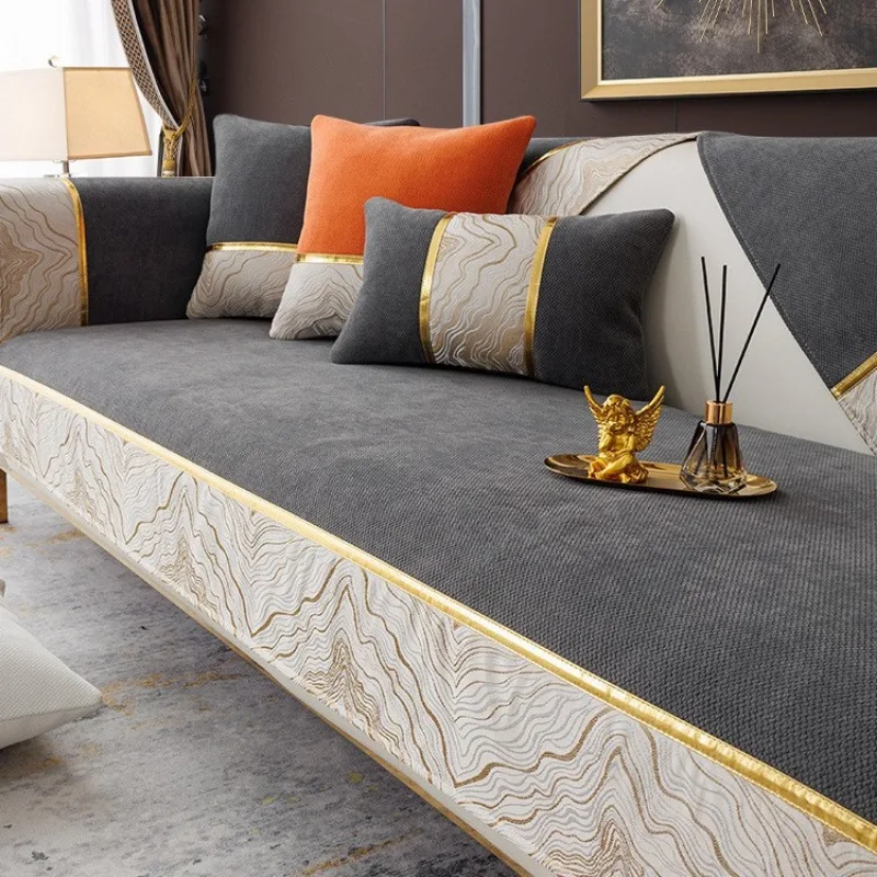 1 piece waterproof sofa cushion four seasons luxurious non-slip seat cushion set machine washable home dustproof cloth