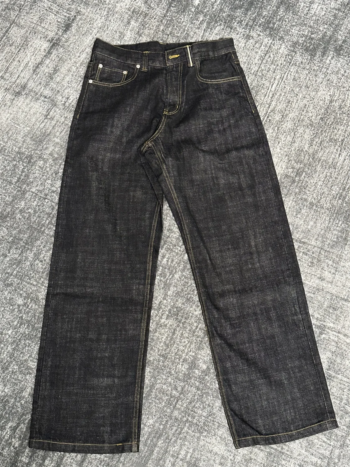 

Loose Men's Wide Leg Jeans Black 145oz Red Original Cow Straight Cut Loose A-Line Denim Long Trousers for Men