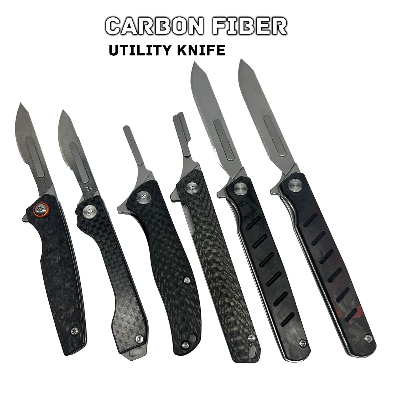 Carbon Fiber Utility Knife Open With One Hand NO24 NO60 Surgical Blade EDC Portable Pocket Folding Knifes Selfdefense Tools