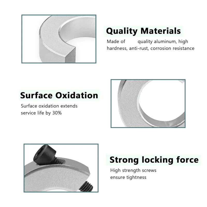 

B28C-8Pcs SBR16 Linear Rail Stop Collars Aluminum Alloy Shaft Limit Fixing Rings With Wrench,Linear Rail Shaft Stop Collars