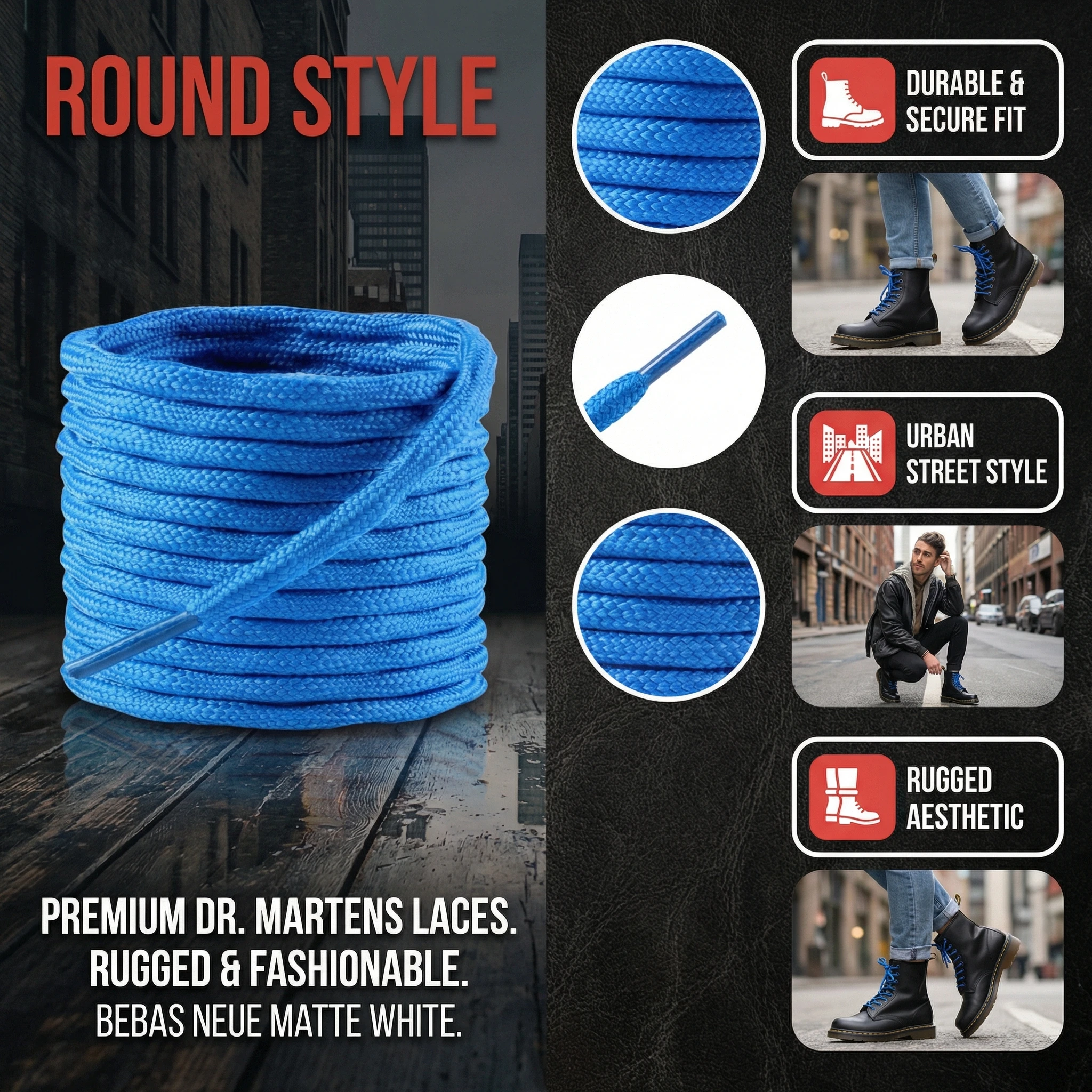 2 Pairs Round Wave Shape Non Slip Heavy Duty and Durable Outdoor Climbing Shoelaces Hiking Shoe Laces Shoestrings