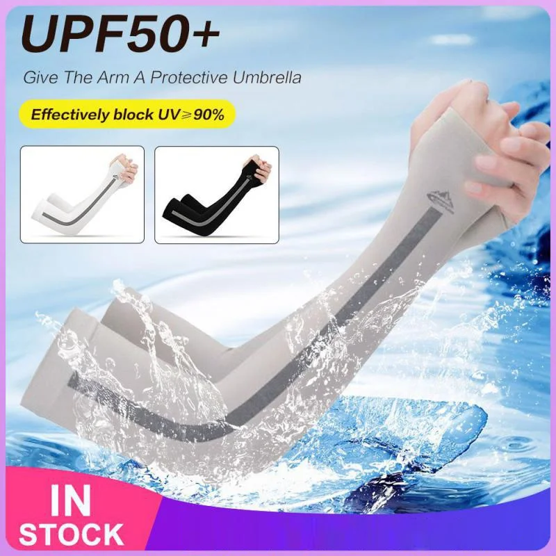 Ice Silk Cooling Sun Shade Sleeves Women Men Uv Protection Quick Drying Long Elasticity Gloves Outdoor Fishing Sport Arm Cover